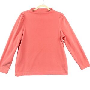 Talbots LP Coral Pink Fleece Mock Neck Puff Shoulder Pull Over Sweater Soft Cozy